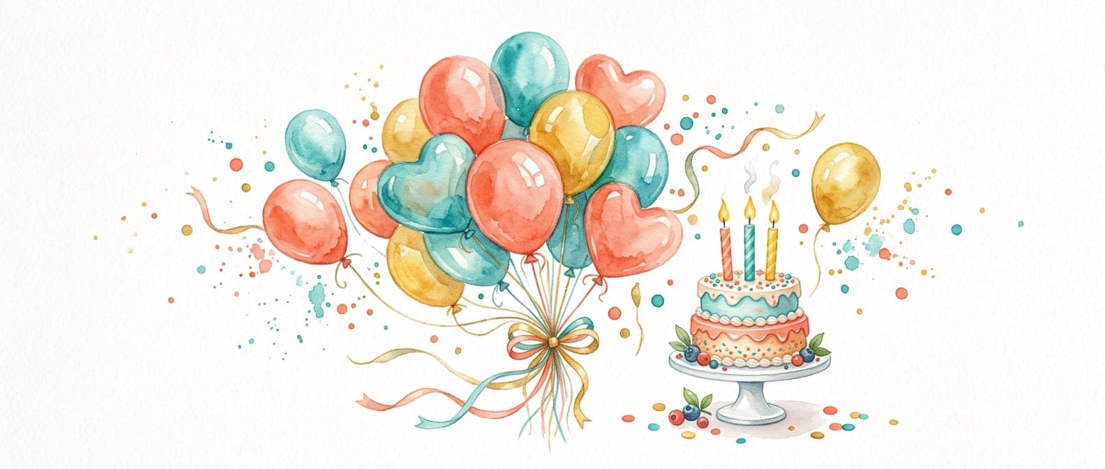 Arte de la invitación de cumpleaños con globos y confeti