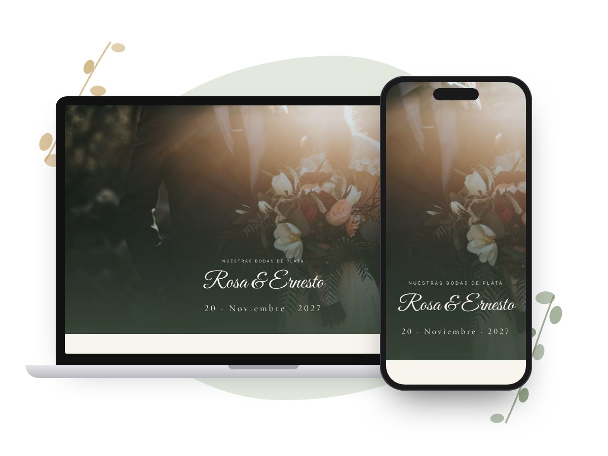 Invitación Bodas de Oro en computadora y celular