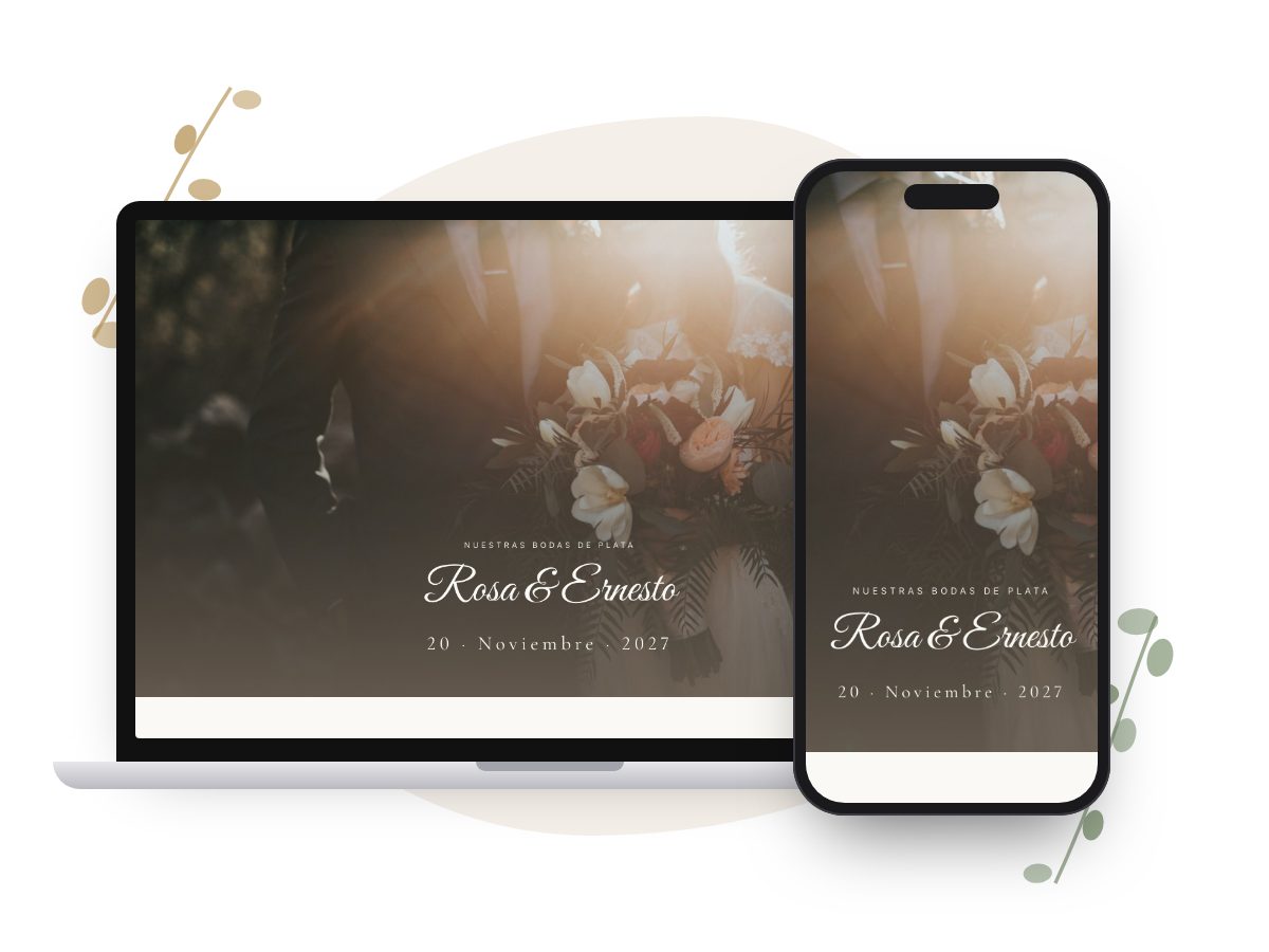 Invitación Bodas de Plata en computadora y celular