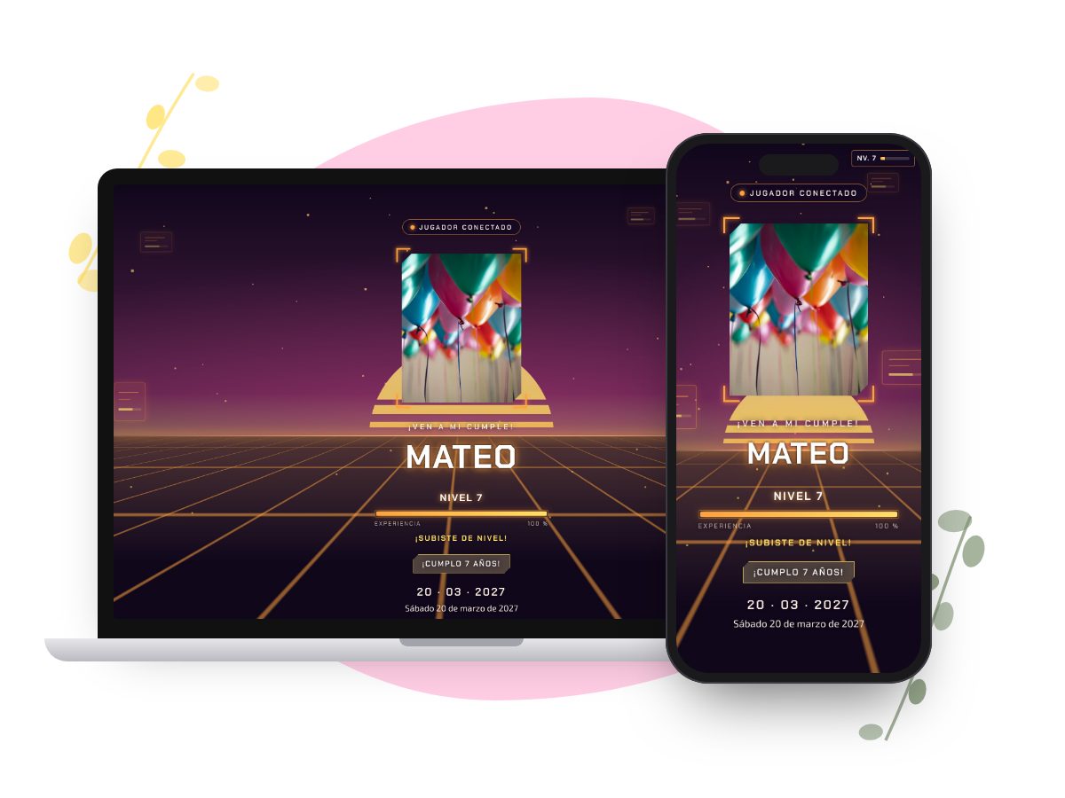 Invitación Ocaso Sintético en computadora y celular